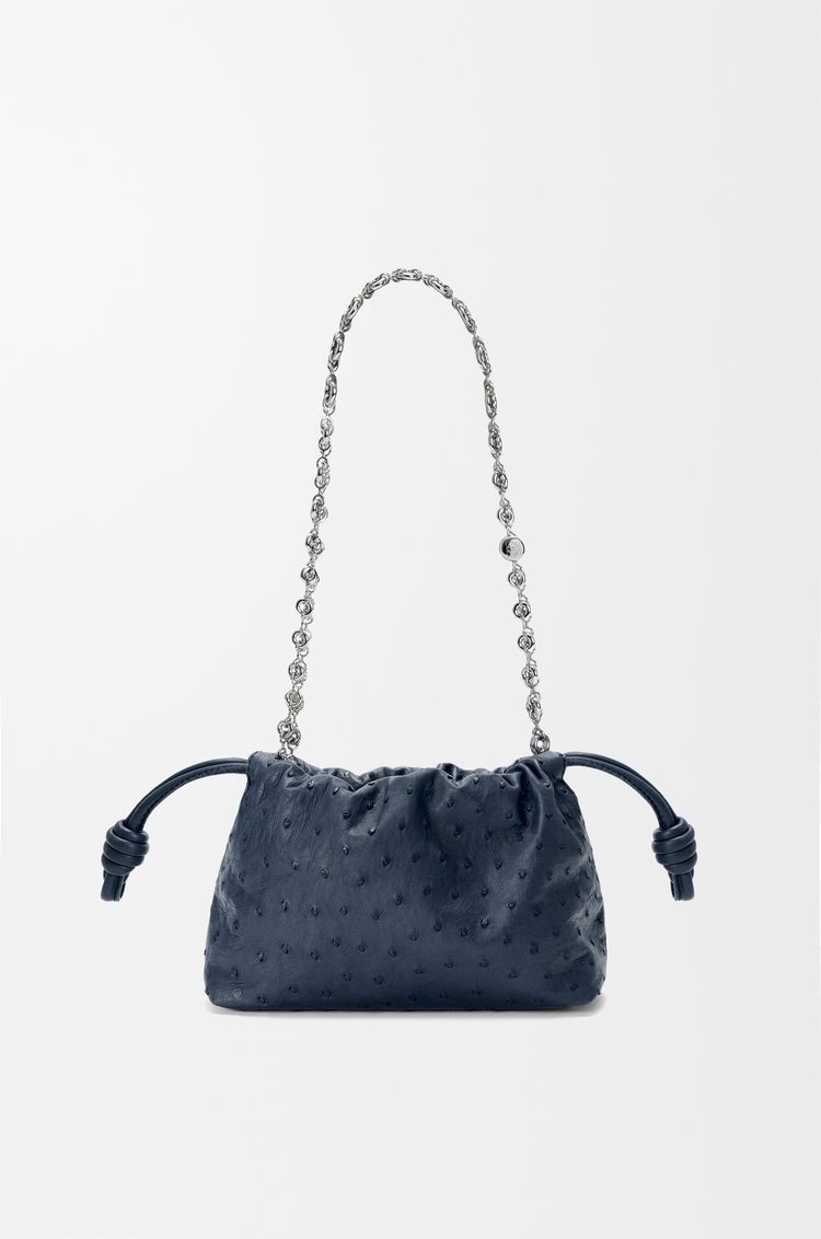 LOEWE Mini Flamenco purse in ostrich Deep Navy