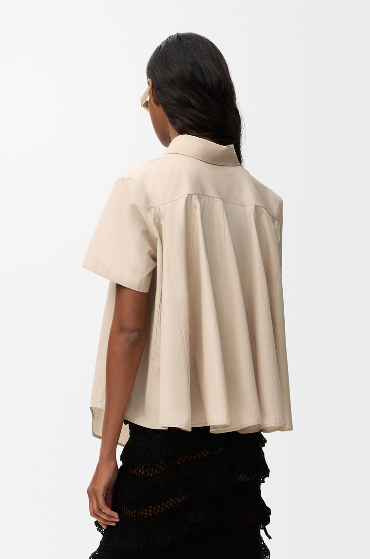 LOEWE Camisa de manga corta en algodón Beige Claro
