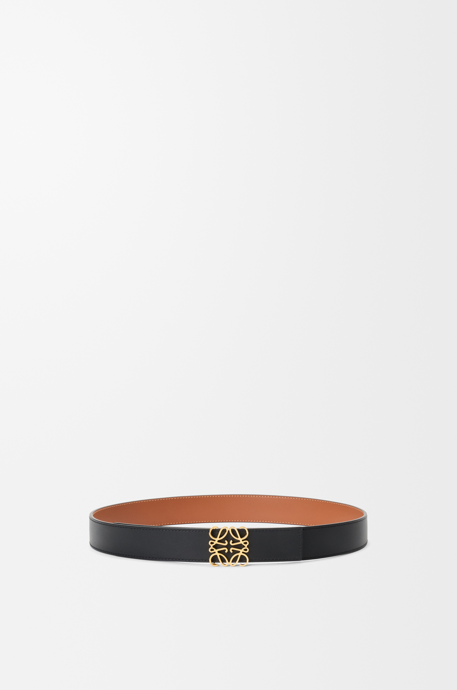 LOEWE Reversible Anagram belt in smooth calfskin Tan/Black/Gold