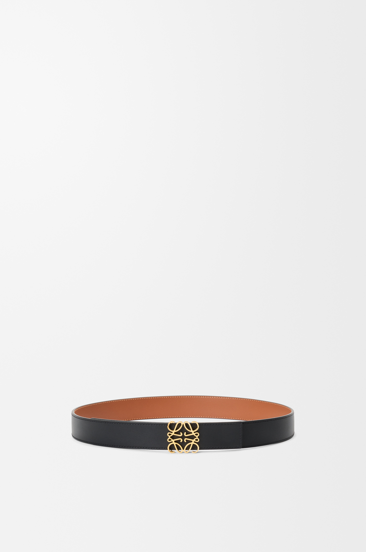 LOEWE リバーシブル アナグラム ベルト（スムースカーフ） タン/ブラック/ゴールド