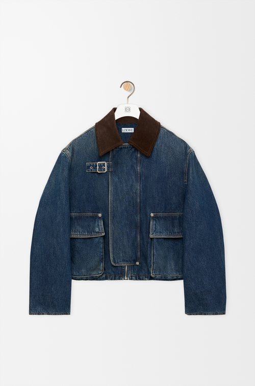 LOEWE Short parka in denim Dark Blue