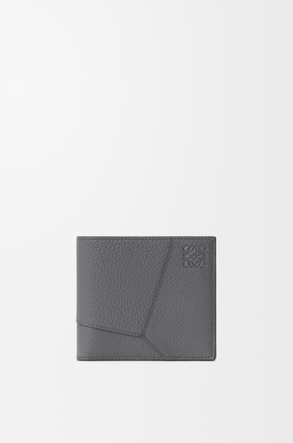 LOEWE Puzzle bifold wallet in supple grained calfskin Blue Grey