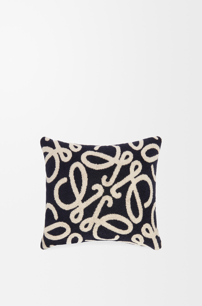 LOEWE Cushion in cotton Navy Blue/Beige