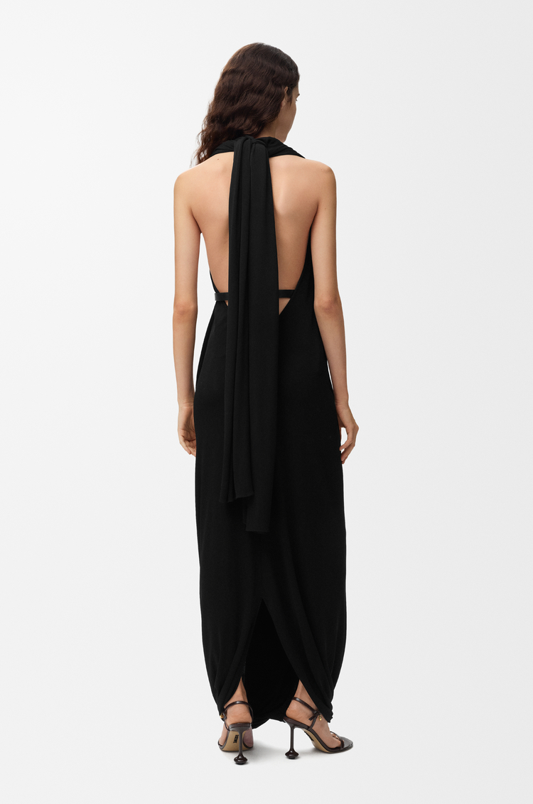 LOEWE Vestido drapeado en viscosa Negro