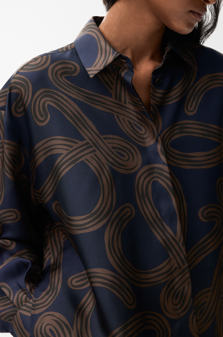 LOEWE Shirt in silk Navy/Brown