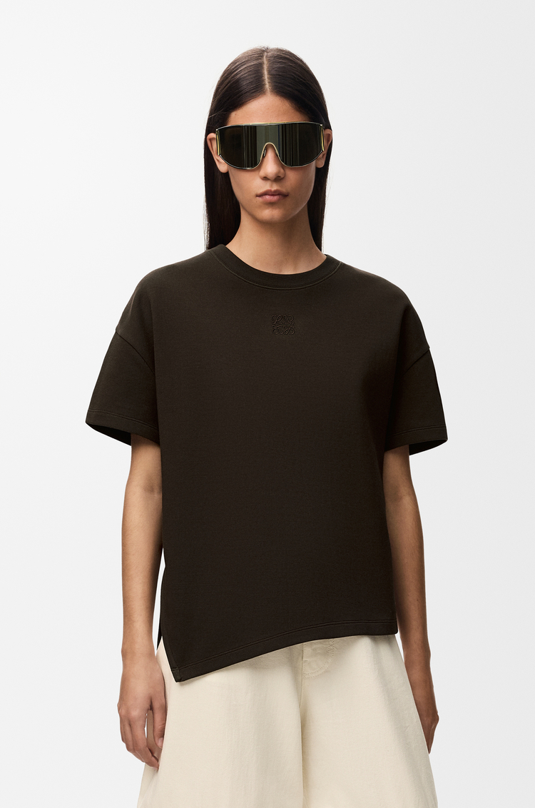 LOEWE Asymmetric t-shirt in cotton blend Brown