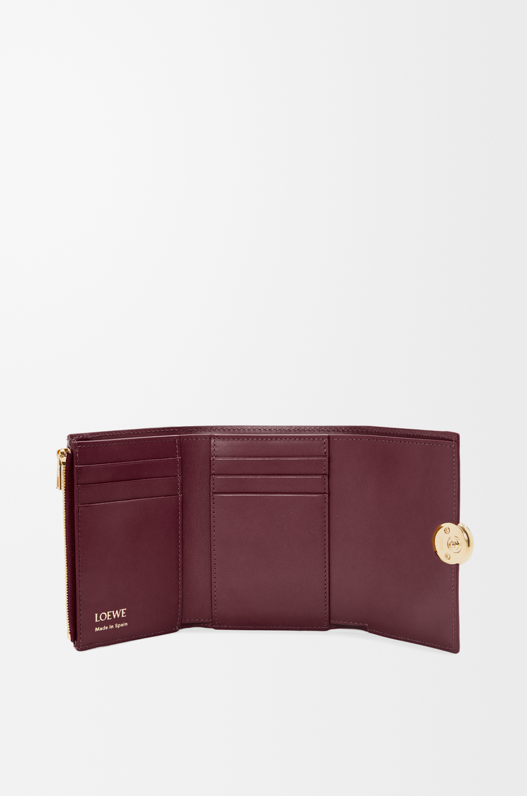 LOEWE Pebble small vertical wallet in shiny nappa calfskin Burgundy