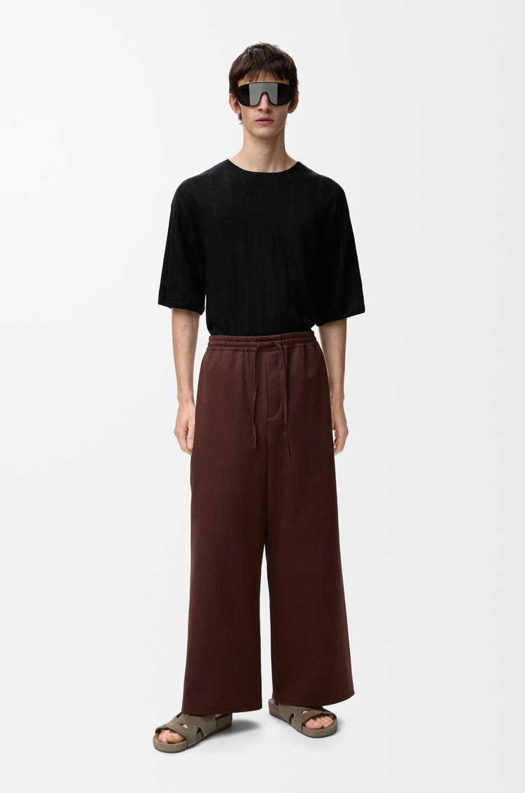 LOEWE Short sleeve top in linen Black
