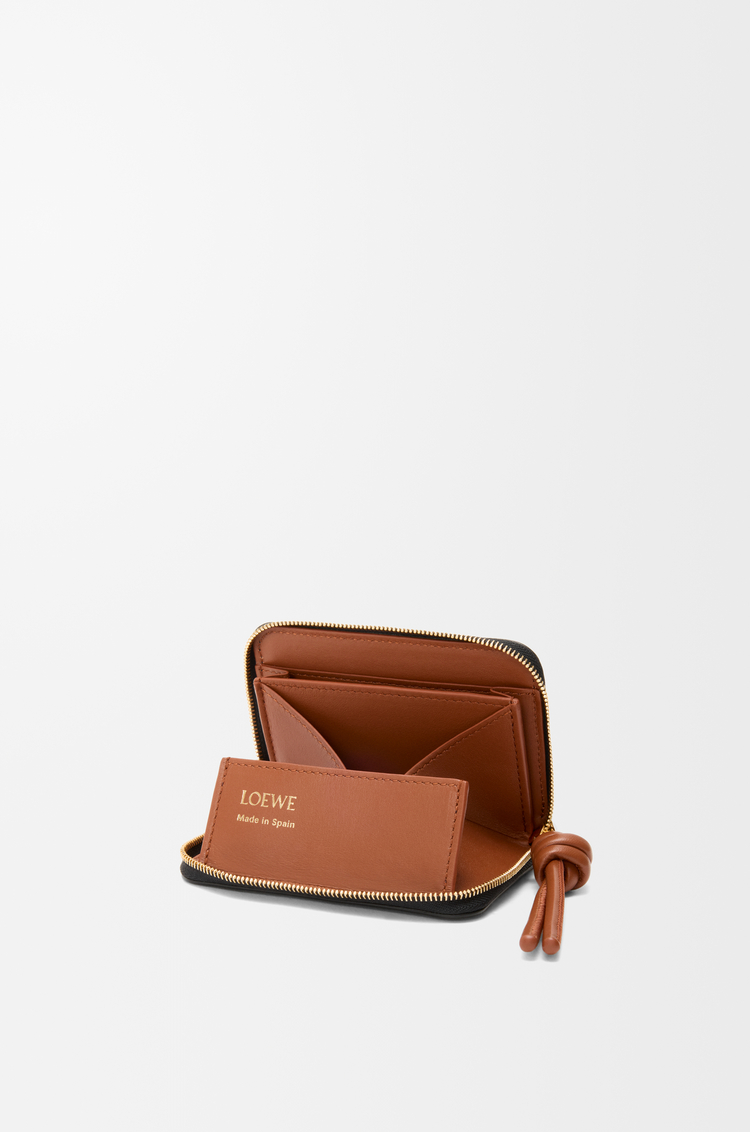 LOEWE Zipped coin purse in shiny nappa calfskin Black/Squirrel