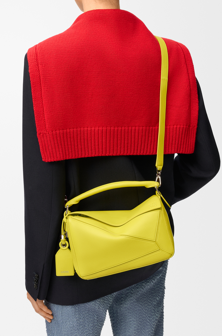 LOEWE Small Featherlight Puzzle bag in nappa lambskin Lemon