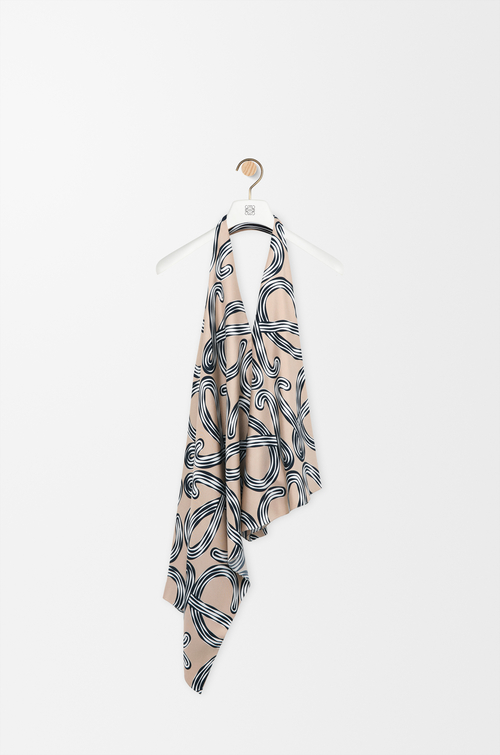 LOEWE Top aus Seide Beige/Schwarz