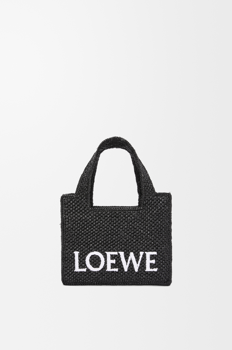 LOEWE Mini LOEWE Font tote in raffia Black