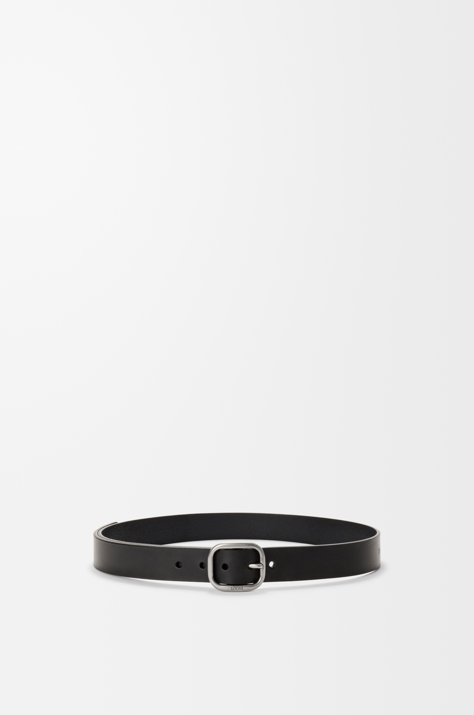 LOEWE Rounded soft belt in classic calfskin  Black/Vintage Palladium