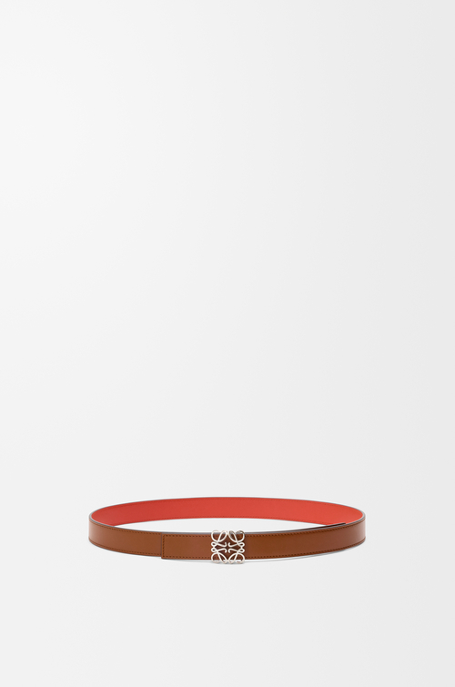 LOEWE Cintura reversibile Anagram Bombé in pelle di vitello liscia Scoiattolo/Arancione Alba