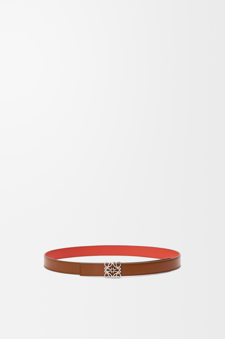 LOEWE Wendbarer Anagram Bombé Gürtel aus glattem Kalbsleder Eichhörnchenbraun/Sunrise Orange
