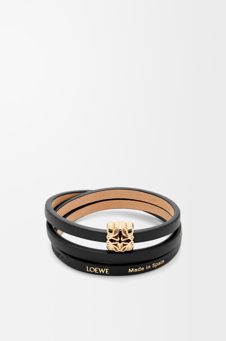 LOEWE Anagram Bombé twist bracelet in calfskin Black