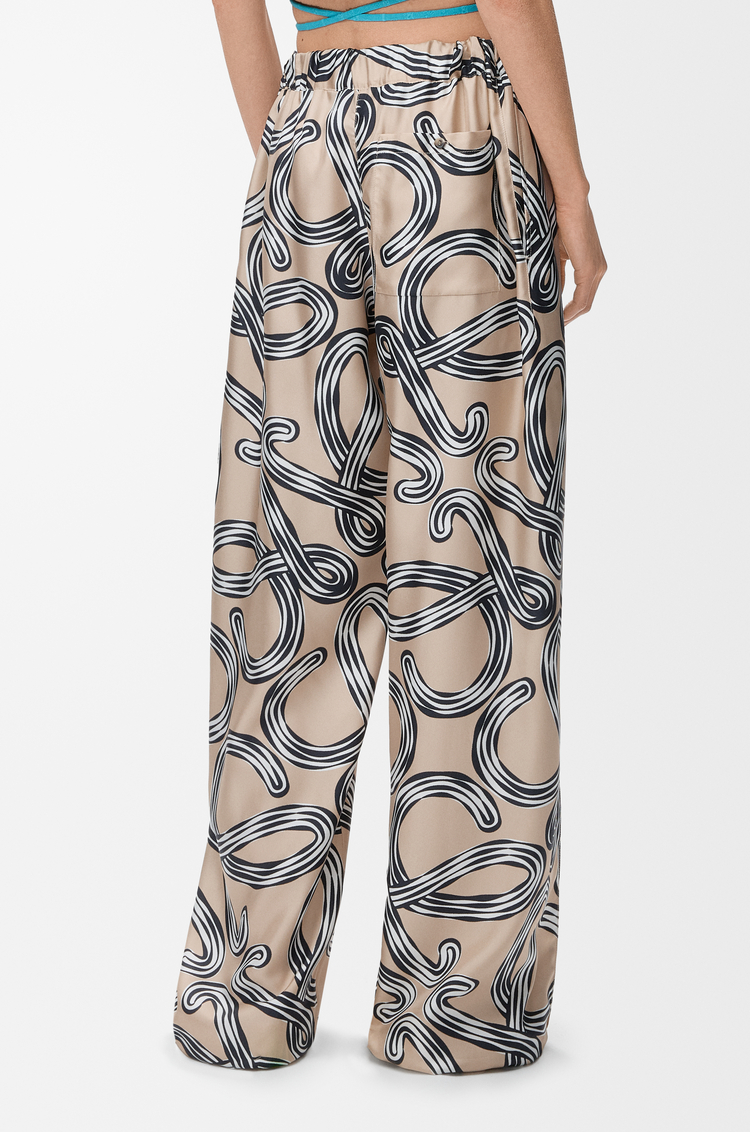 LOEWE Pantalón pixelado en seda Beige/Negro