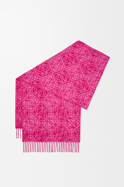 LOEWE Anagram scarf in wool and cashmere Fuchsia