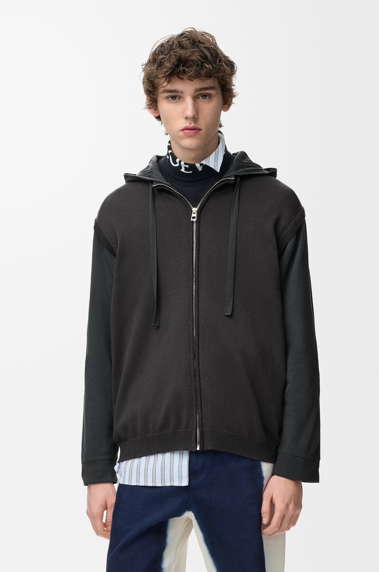 LOEWE Zip-up hoodie in cotton Dark Grey