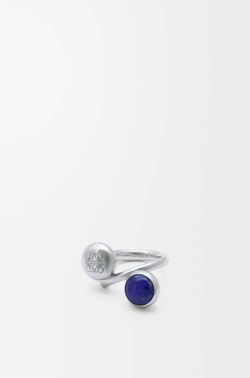 LOEWE Anello Anagram Pebble in argento sterling e lapislazzuli Argento/Blu