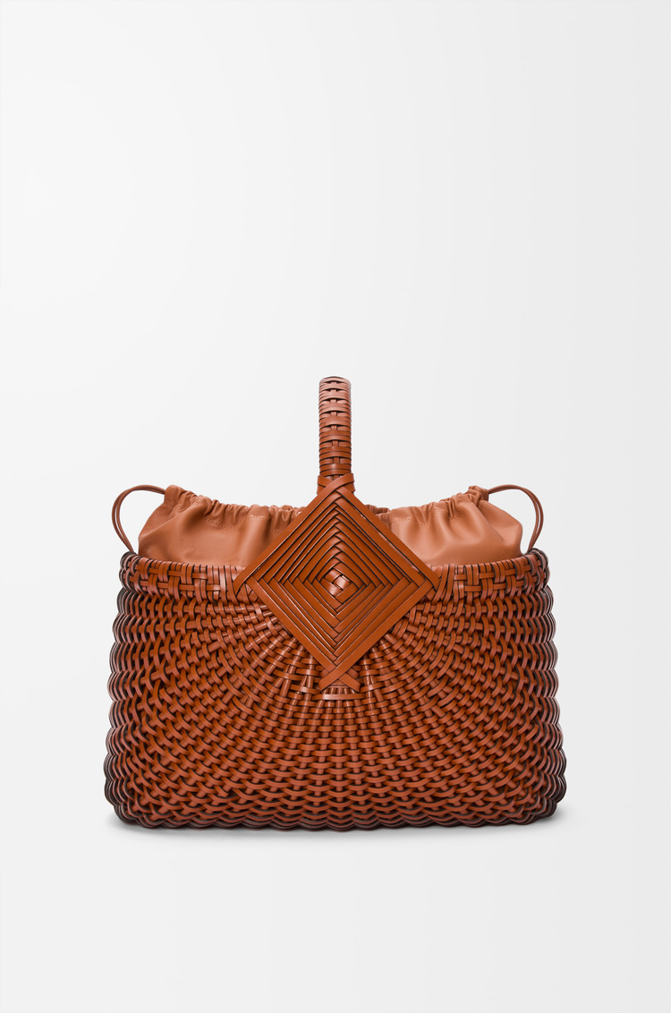 LOEWE Diamond Square Basket in calfskin Tan