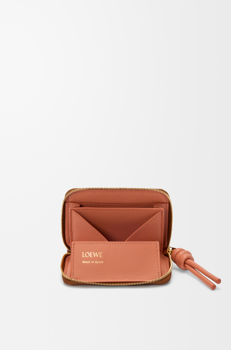 LOEWE Portamonete con zip in nappa di vitello lucida Tan/Papaia