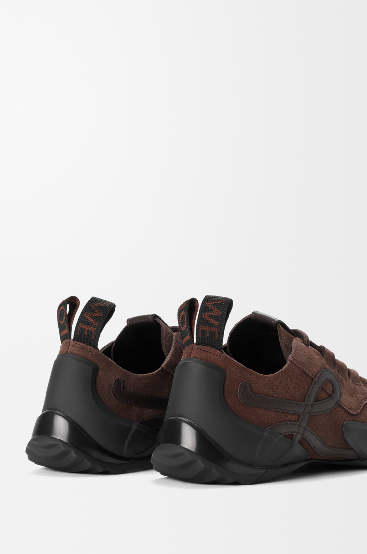 LOEWE Grip sneaker in suede calfskin and TPU Dark Brown/Dark Brown