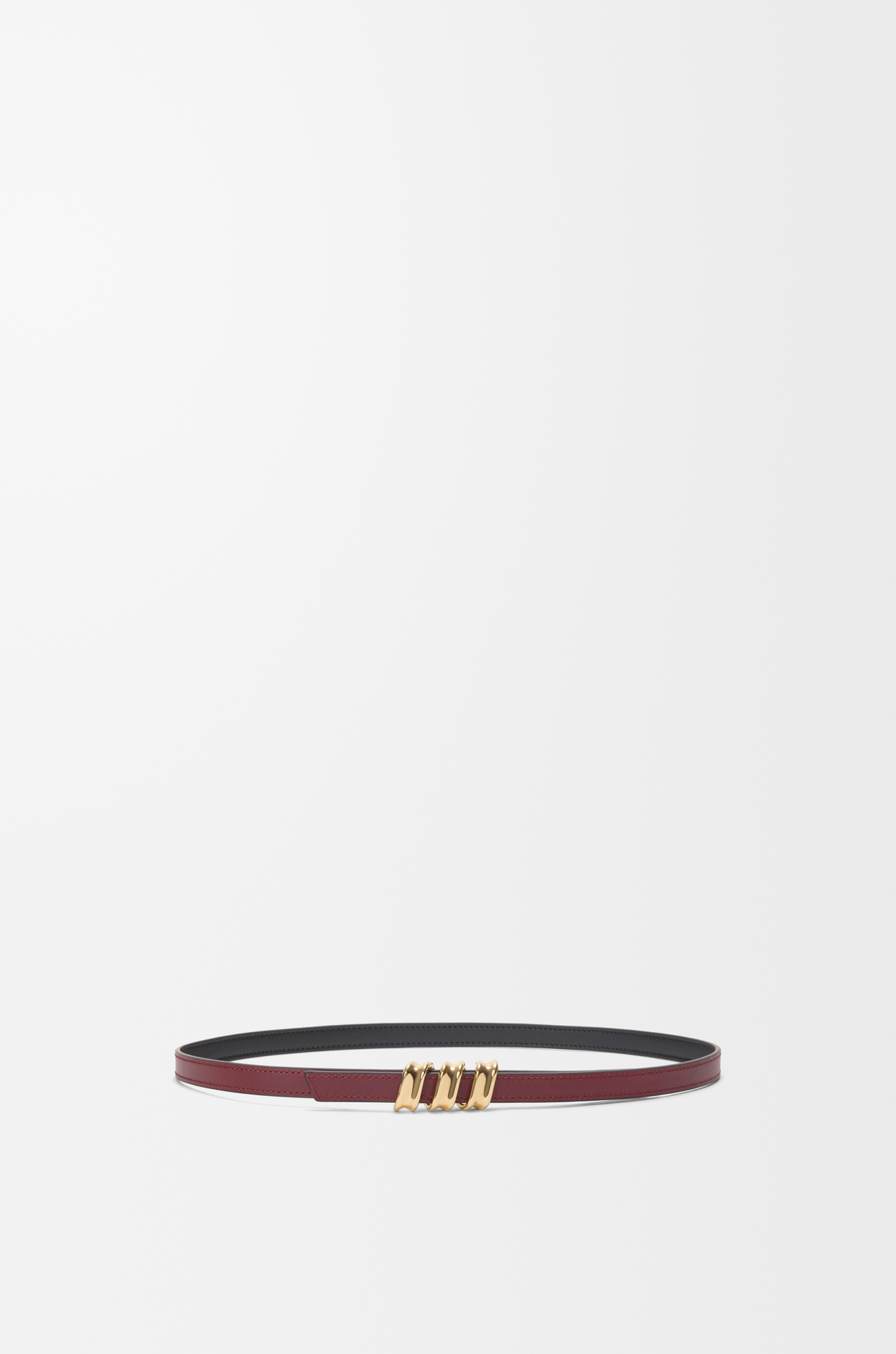 LOEWE Cintura Coil reversibile in pelle di vitello liscia Nero/Rosso Rame Rosato/Oro