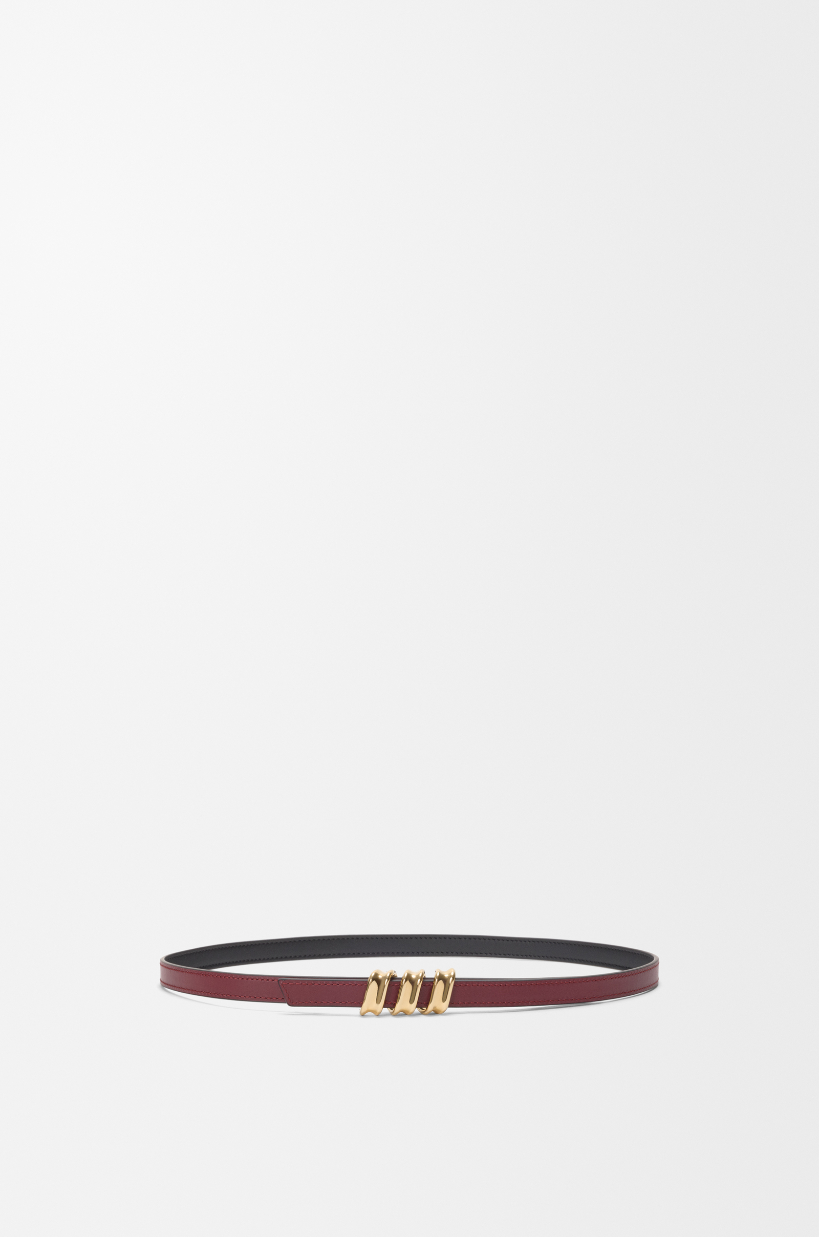 LOEWE Reversible Coil belt in smooth calfskin Black/Pinkish Cooper Red/Gold