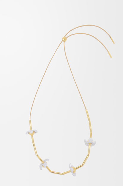 LOEWE Flor necklace in sterling silver and enamel Gold/White