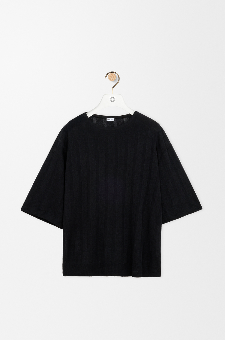 LOEWE Short sleeve top in linen Black