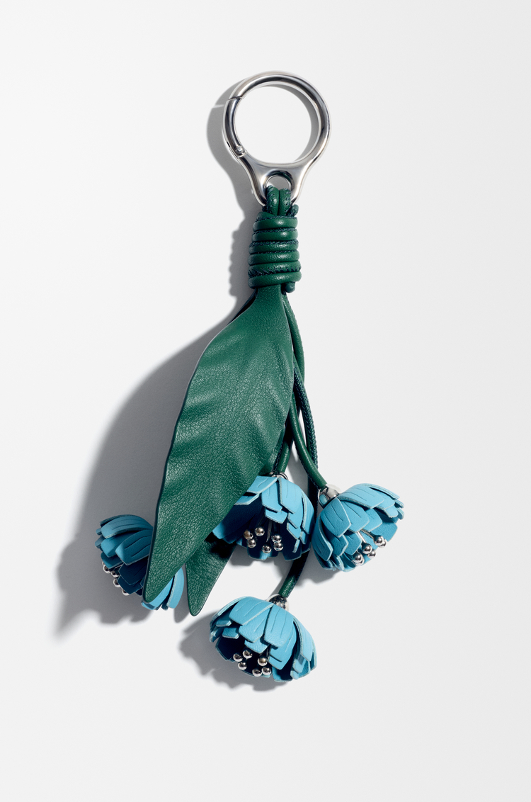 LOEWE Flower charm in classic calfskin Blue/Green
