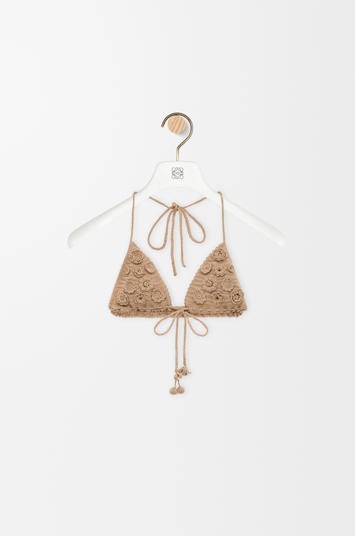 LOEWE Top in cotone all'uncinetto Beige