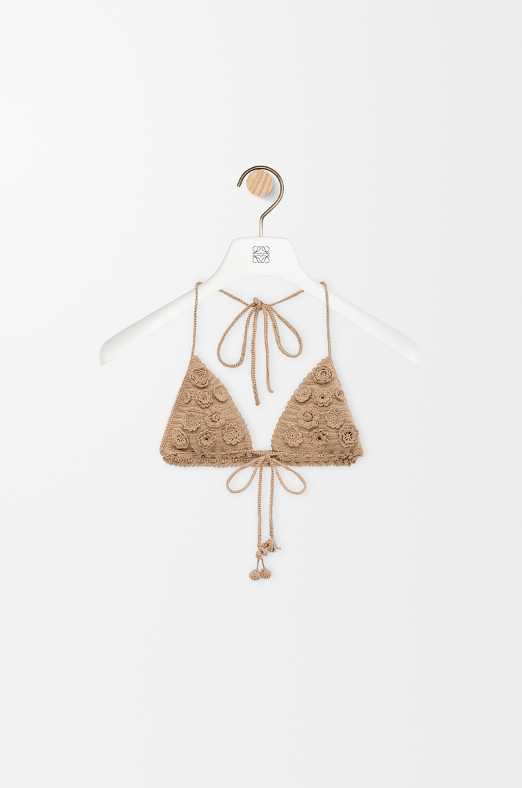 LOEWE Oberteil aus Baumwoll-Häkelstoff Beige