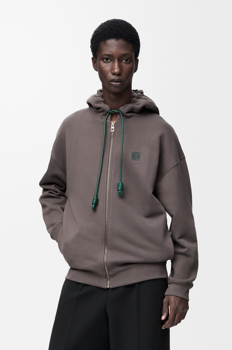LOEWE Zip-up hoodie in cotton Dark Grey