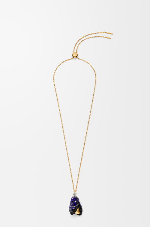 LOEWE Collar Shell en plata de ley y abalorios Dorado/Negro