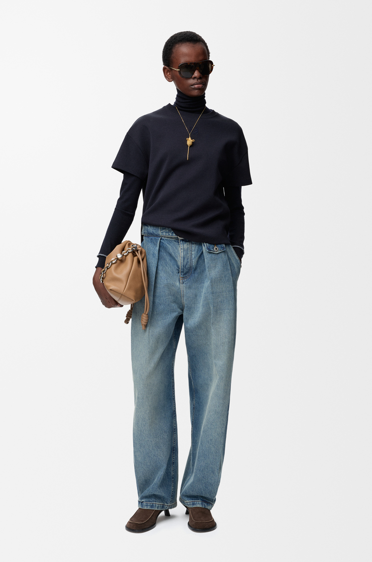 LOEWE Asymmetric t-shirt in cotton blend Dark Navy