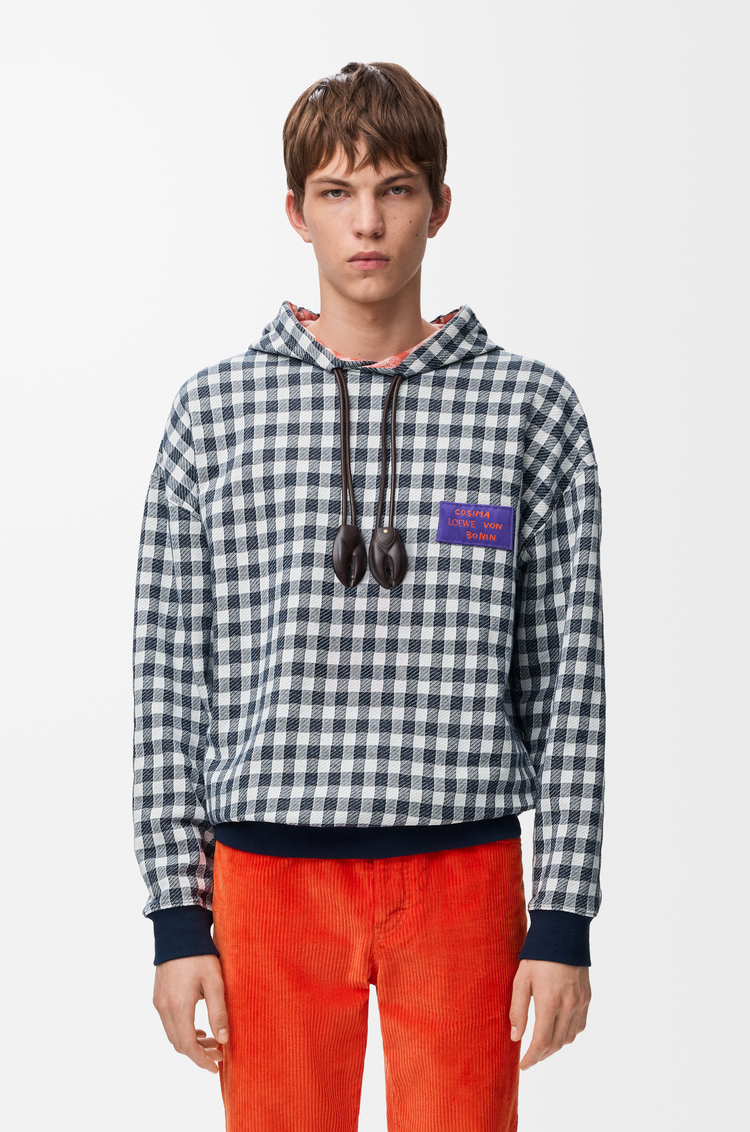 LOEWE Kapuzenpullover aus Baumwolle Rot/Blau/Weiß