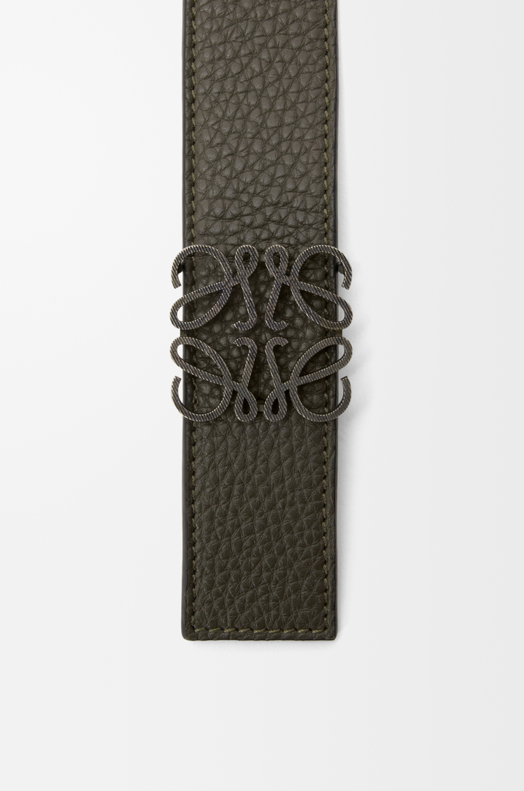 LOEWE Reversible Anagram belt in supple grained calfskin Dark Khaki/Black/Dark Pal
