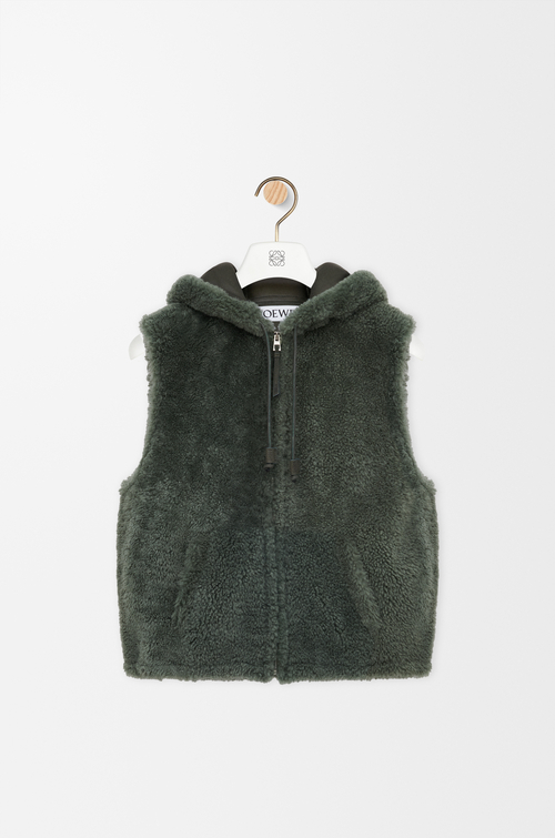 LOEWE Gilet in shearling Verde Kaki