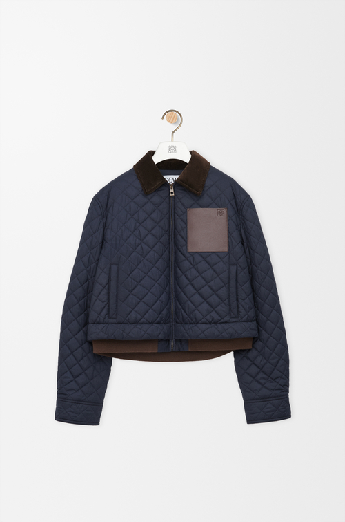 LOEWE Kurze Jacke aus technischem Gewebe Dunkles Marineblau