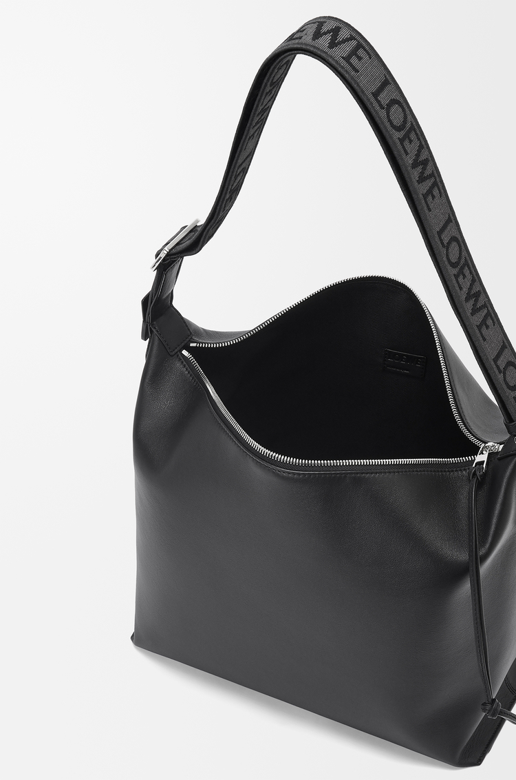 LOEWE Cubi crossbody bag in supple smooth calfskin and jacquard Black
