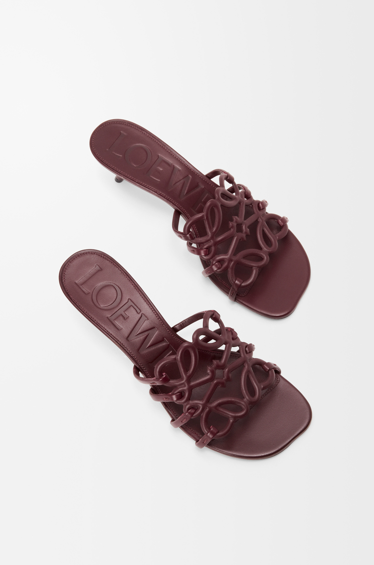LOEWE Petal Anagram slide in soft calfskin Dark Burgundy
