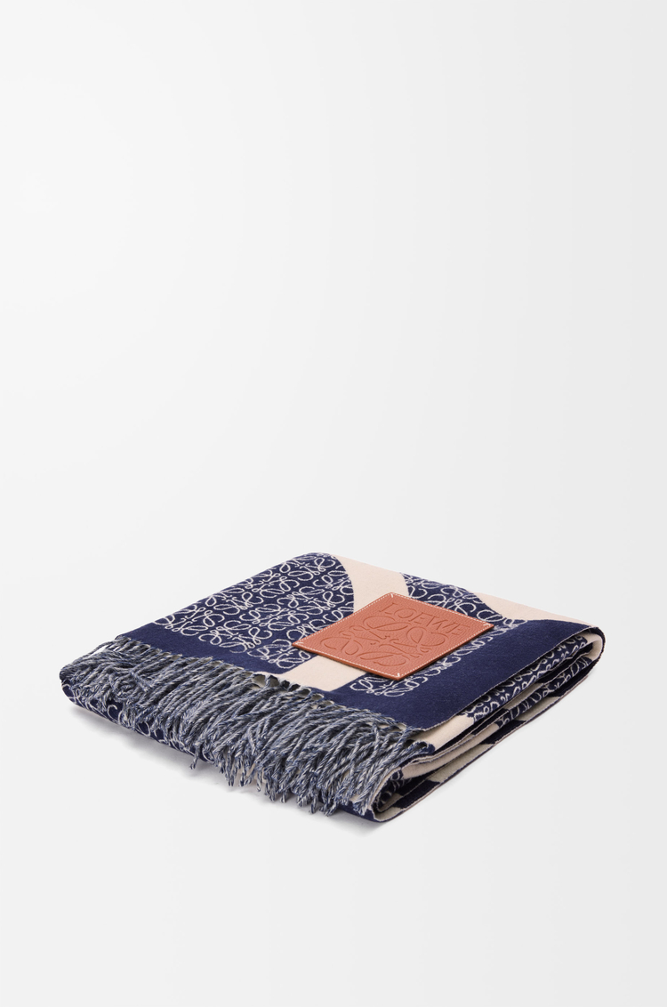 LOEWE Anagram blanket in wool Navy Blue