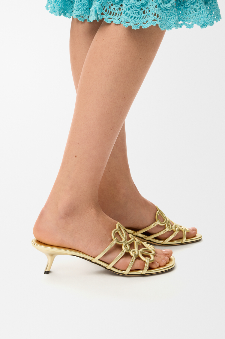 LOEWE Petal Anagram slide in laminated lambskin Gold
