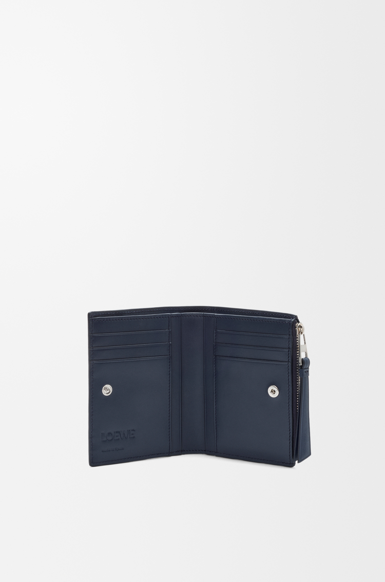 LOEWE Portefeuille compact fin Puzzle en cuir de veau classique Bleu Gris/Marine