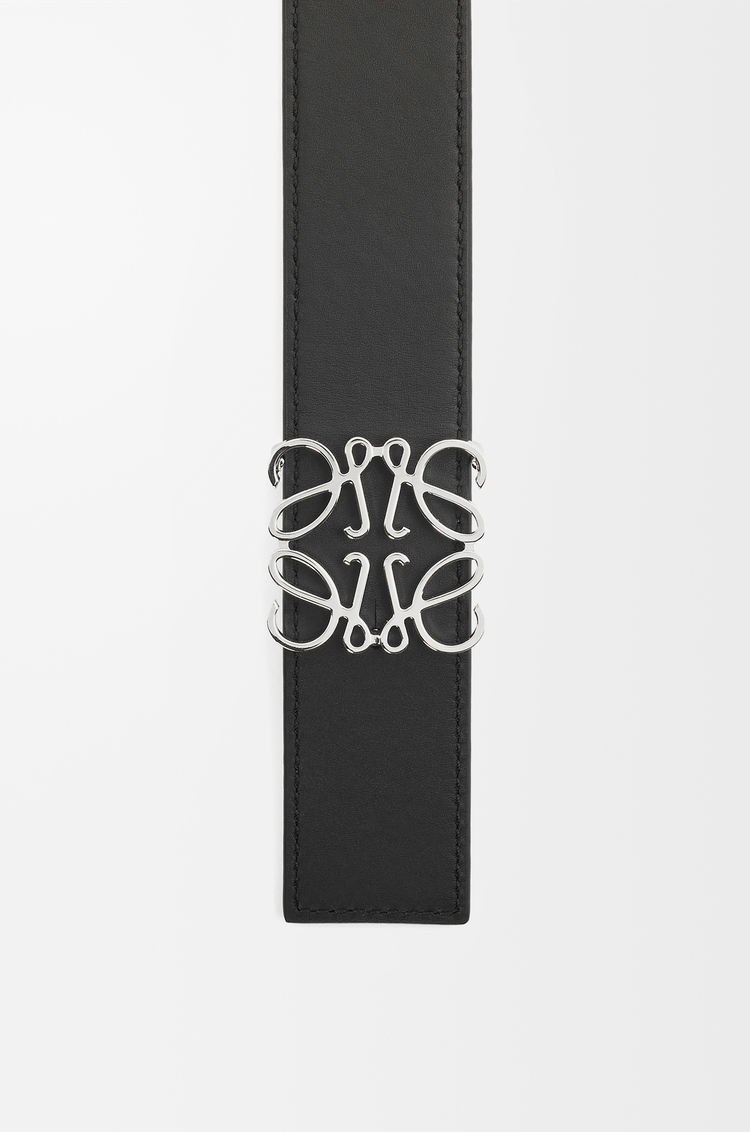 LOEWE Wendbarer Anagram Gürtel aus glattem Kalbsleder Schwarz/Tan/Palladium