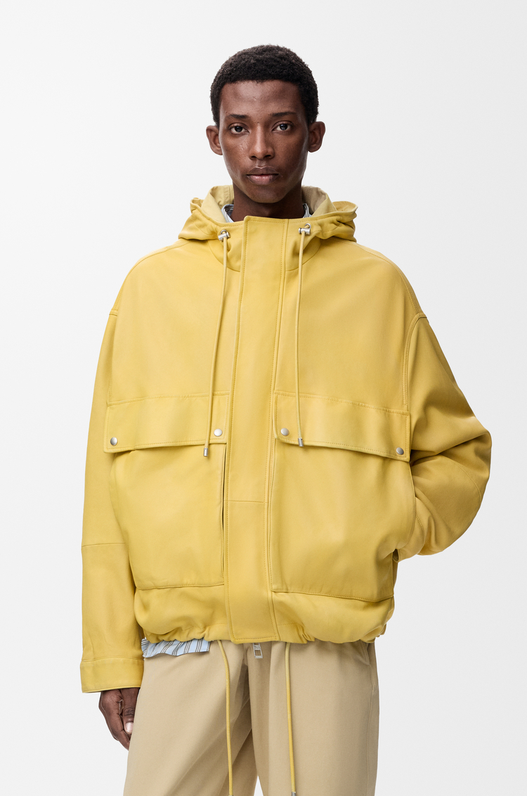 LOEWE Kurzer Parka aus Nappa-Lammleder Hellgelb