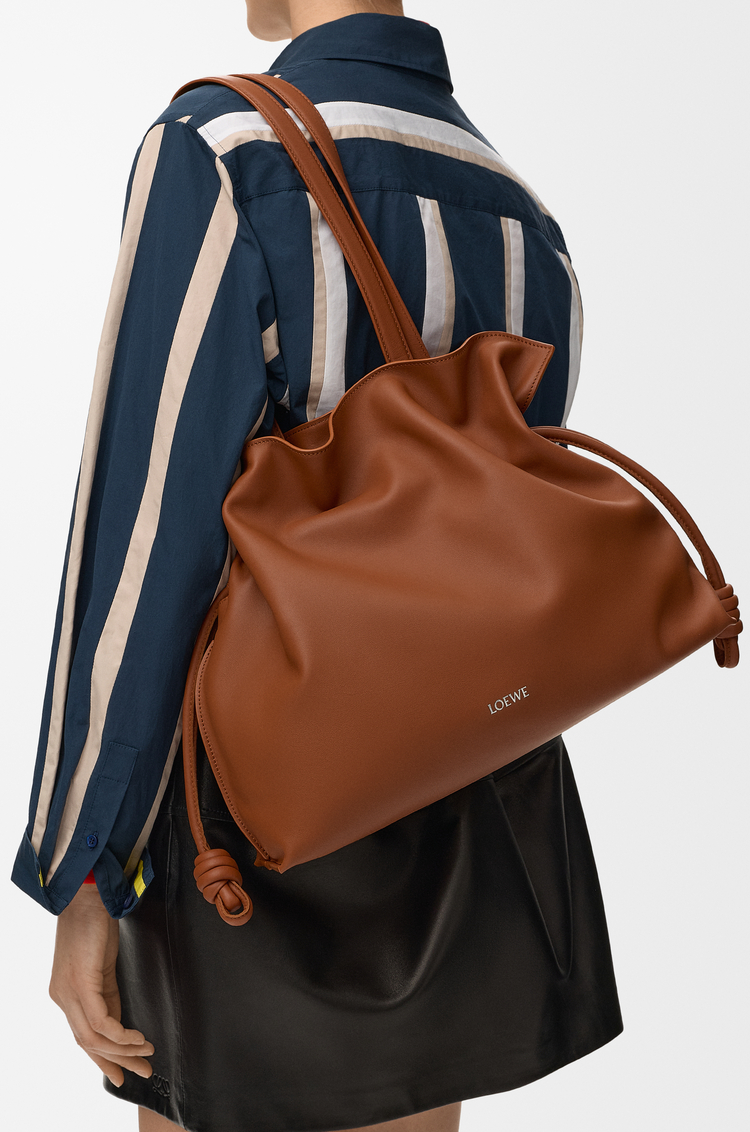 LOEWE Large Flamenco clutch in nappa calfskin Squirrel