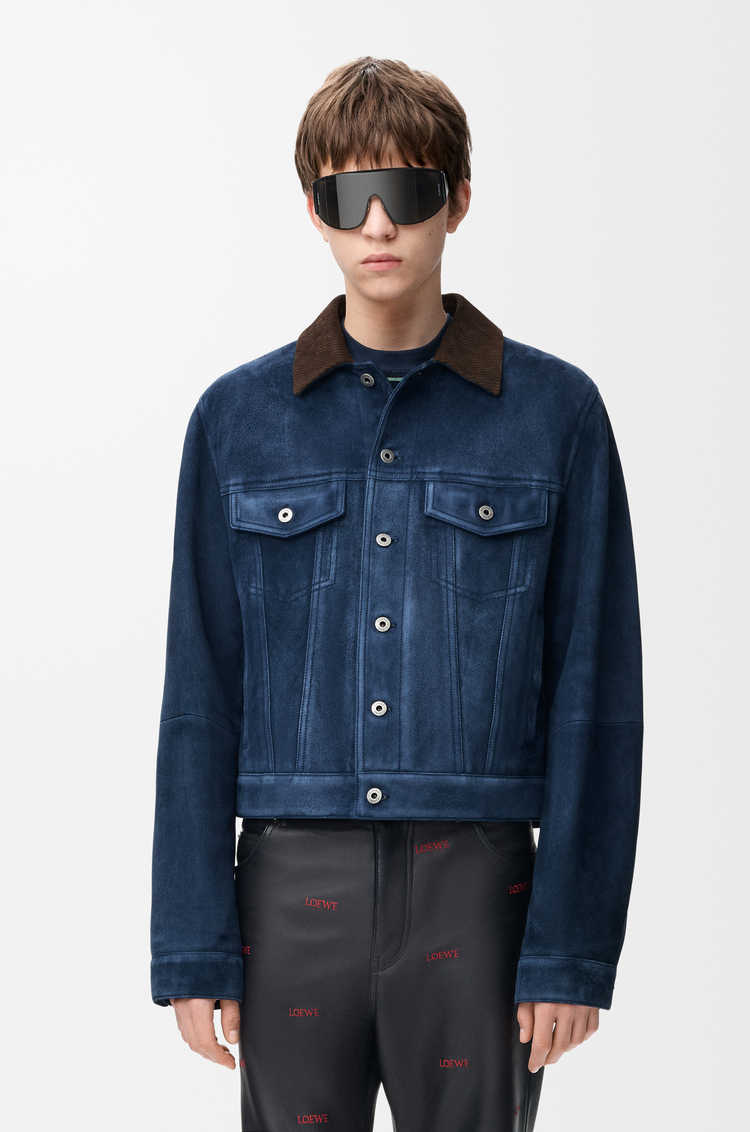 LOEWE Chaqueta trucker en ante de piel de cabra Azul Marino
